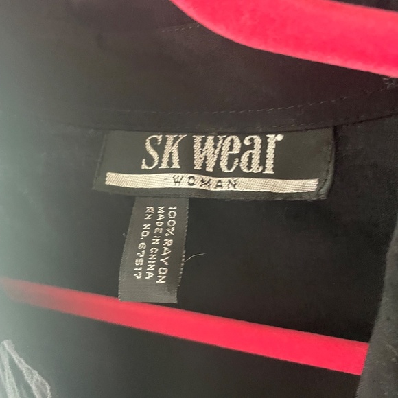 VINTAGE Black Button Down with Checkered Metal Buttons, SK Wear, Size L - Picture 3 of 4